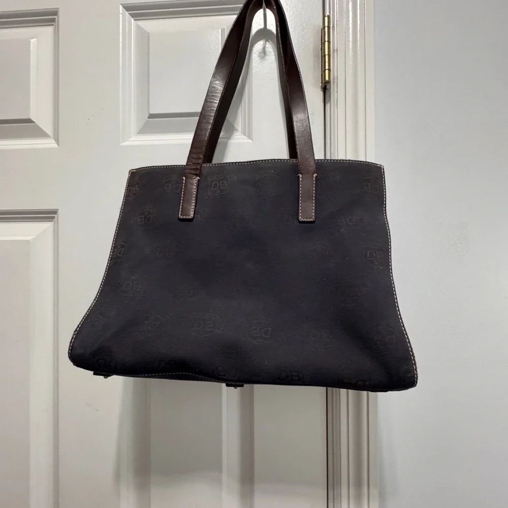 Dooney & Bourke Black Tote with Brown leather Straps